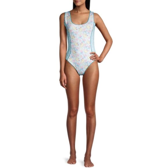 LoveShackFancy 'Mikkel' One-Piece Printed Swimsuit, Ocean Wave Blue - Picture 1 of 4